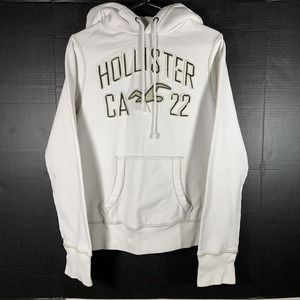 Hollister Supply Co Spellout Hooded Thick Sweatshirt Men’s Sz Small White CA 22